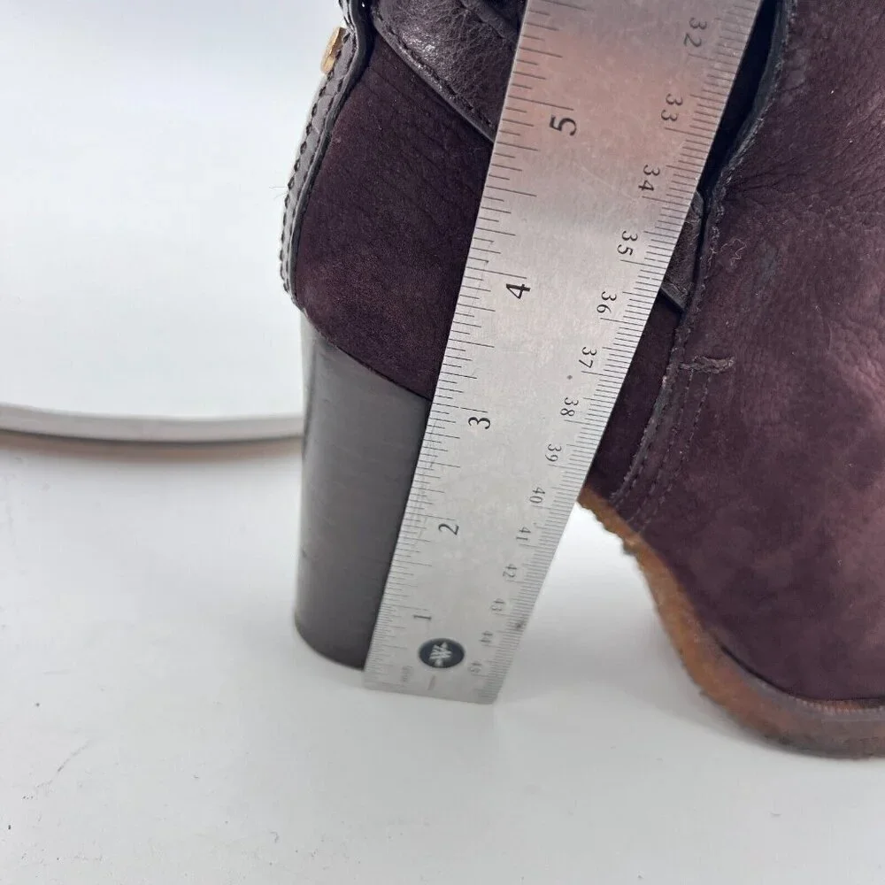 Tory Burch Jamie Women Size 5M Brown Suede Nubuck Crisscross Buckle Pump Boot